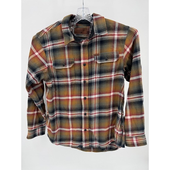 Orvis Mens Plaid Flannel Shacket Large Heavy Pocket‎ Shirt Browns Outdoors - Picture 2 of 15